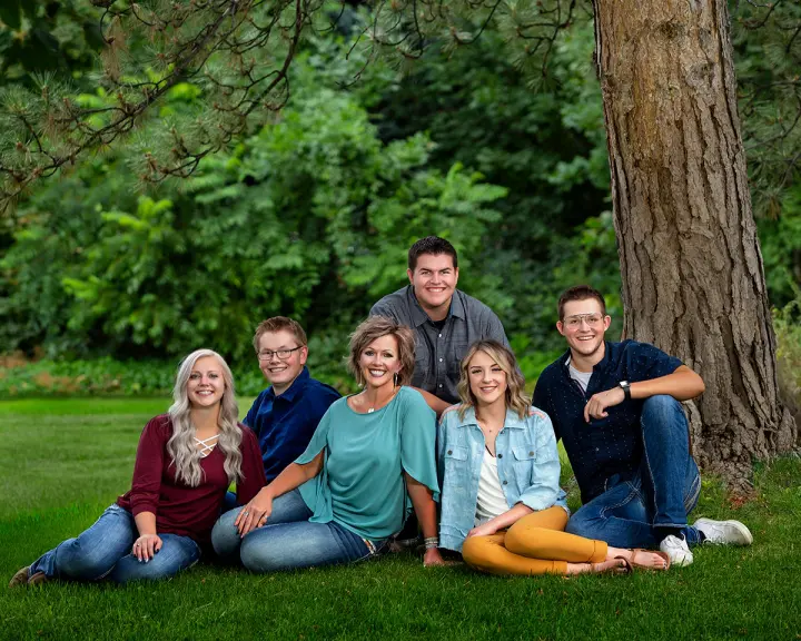 The Applewhite family posed together outdoors at the studio.