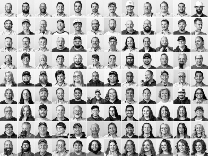 A composite image of various Clif Bar staff from Twin Falls Idaho.