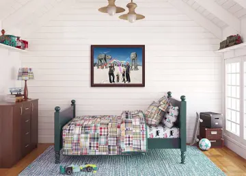 Family Wall Portraits Displayed In Childs Room